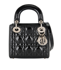 Mini Lady Dior, Patent, Black, 04MA0123, S, 2*